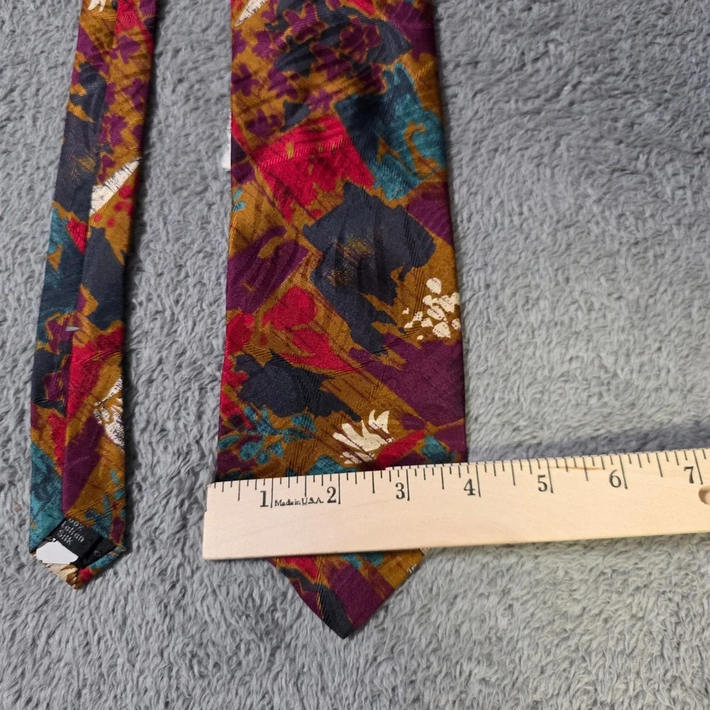 Mario Valentino Mens OS‎ Necktie Multicolor Abstract Geometric Italian Silk Tie
